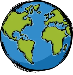 Hand-Drawn Earth Clipart: Simplified Global Illustration with Continents