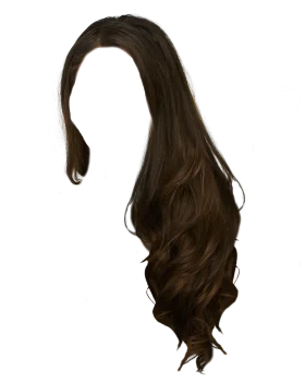 Long Flowing Brunette Hair Clipart with Soft Wavy Layers and Natural Texture