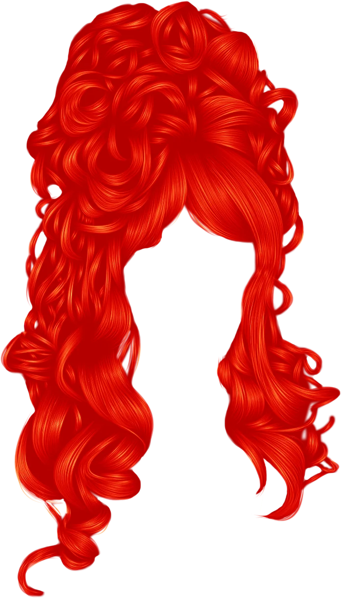 Luxurious Crimson Curls Clipart: Cascading Waves of Fiery Red Hairstyle