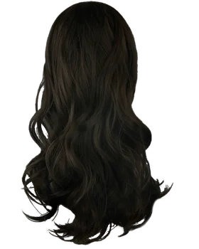 Luxurious Dark Wavy Hair Clipart with Silky Soft Texture and Natural Flow