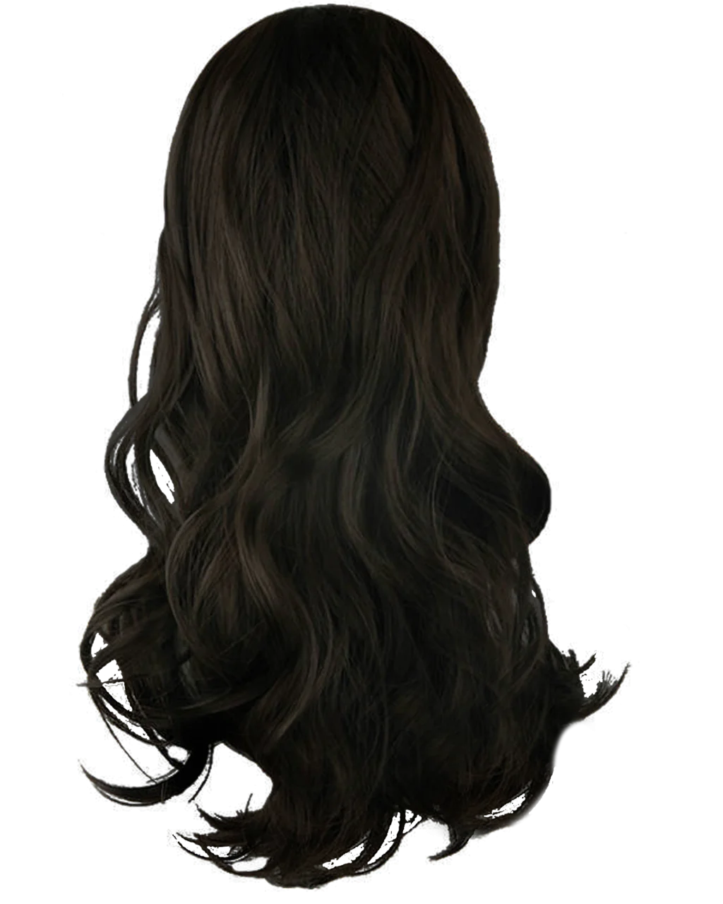 Luxurious Dark Wavy Hair Clipart with Silky Soft Texture and Natural Flow