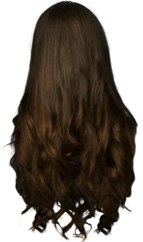 Luxurious Long Brunette Wavy Hair Clipart with Smooth Layered Texture