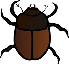 Minimalist Brown Beetle Clipart: Stylized Insect Illustration with Simple Design