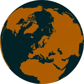Minimalist Earth Globe Clipart with Orange and Dark Teal Color Palette