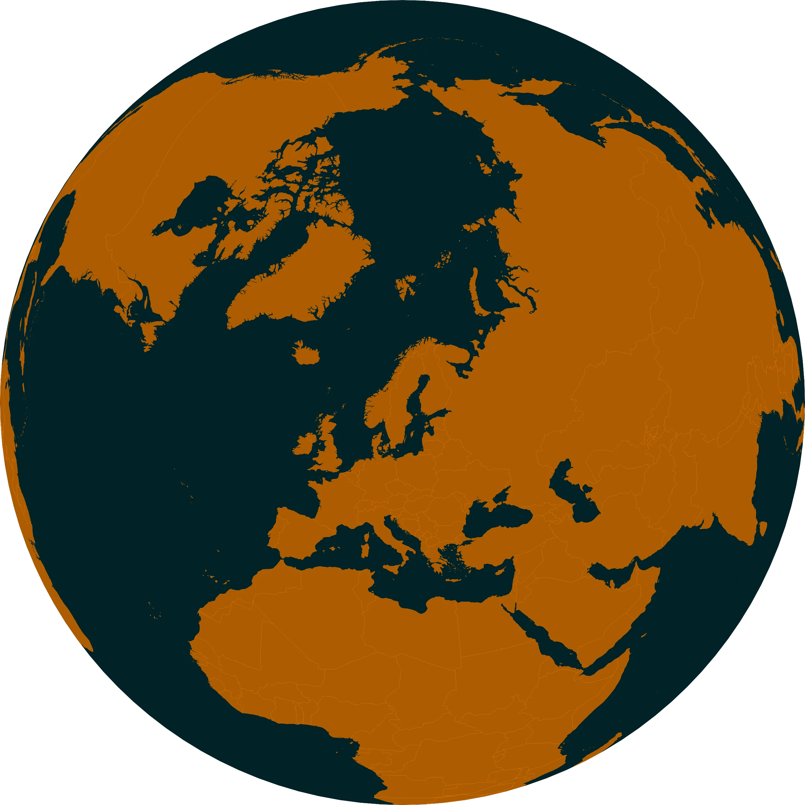 Minimalist Earth Globe Clipart with Orange and Dark Teal Color Palette