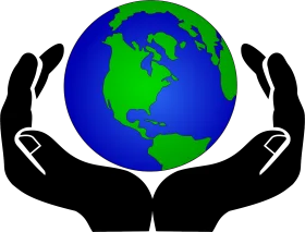 Protective Hands Embracing Earth Global Unity and Environmental Care Clipart