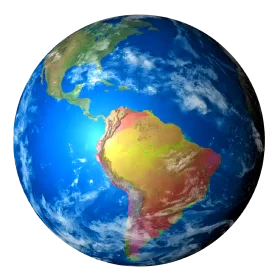 Realistic Globe Clipart: Earth's Topographical Visualization with Continental Details