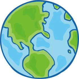 Simple Cartoon Earth Clipart Illustration with Green Continents and Blue Oceans