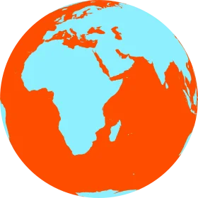 Simplified Geographical World Globe Clipart with Contrasting Continents and Oceans