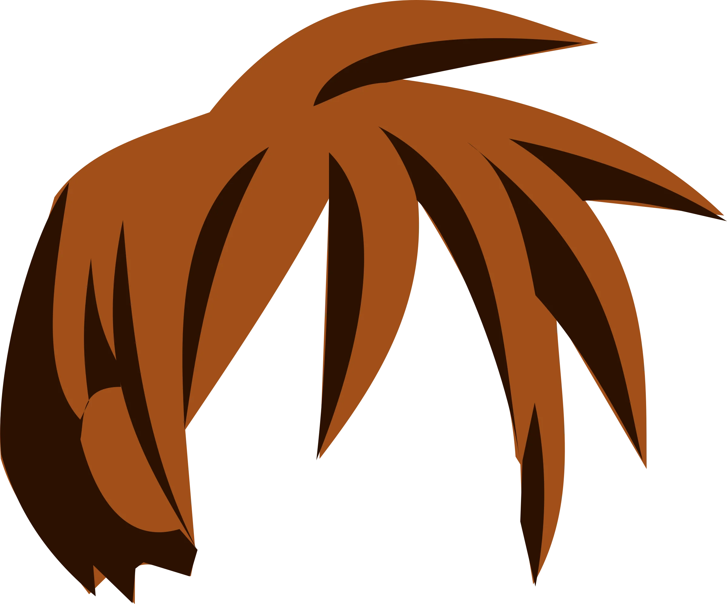 Spiky Unkempt Rust-Toned Anime-Style Hair Clipart Design Element