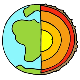 Stylized Earth Cross-Section Clipart Illustrating Global Temperature Dynamics