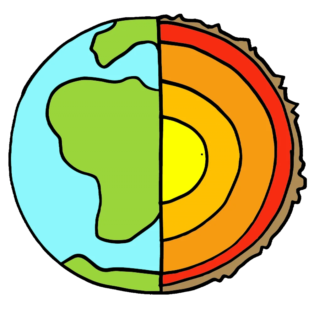 Stylized Earth Cross-Section Clipart Illustrating Global Temperature Dynamics