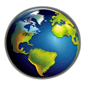 Stylized Glossy Earth Clipart Representing Global Connectivity and Diversity