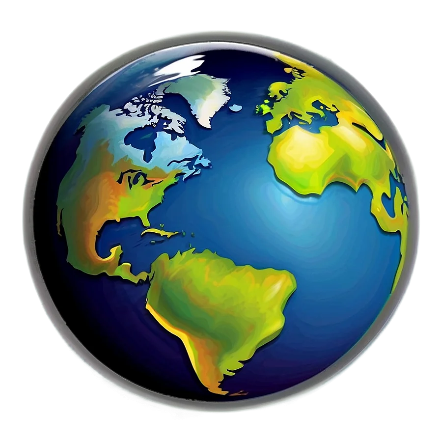 Stylized Glossy Earth Clipart Representing Global Connectivity and Diversity