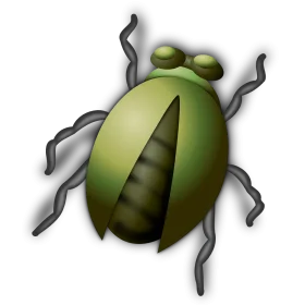 Stylized Green and Gray Beetle Clipart with Gradient Shading and Smooth Curves