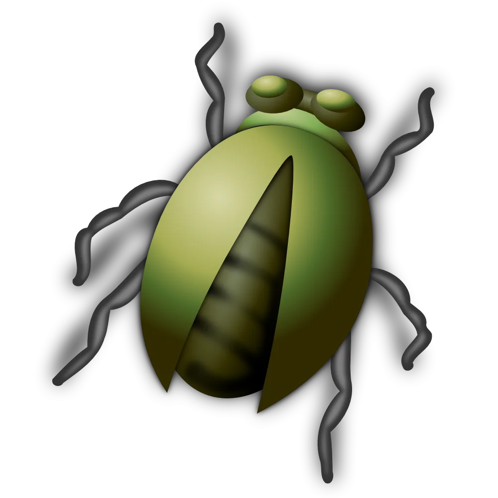 Stylized Green and Gray Beetle Clipart with Gradient Shading and Smooth Curves