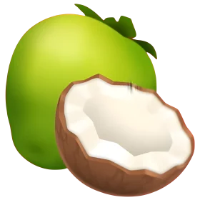 Tropical Coconut Clipart: Lush Green Shell with Creamy White Interior Revealed