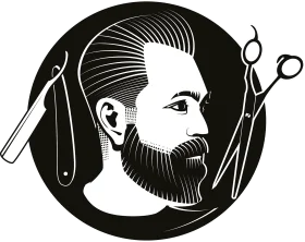 Vintage Barbershop Clipart: Bearded Gentleman with Classic Grooming Tools