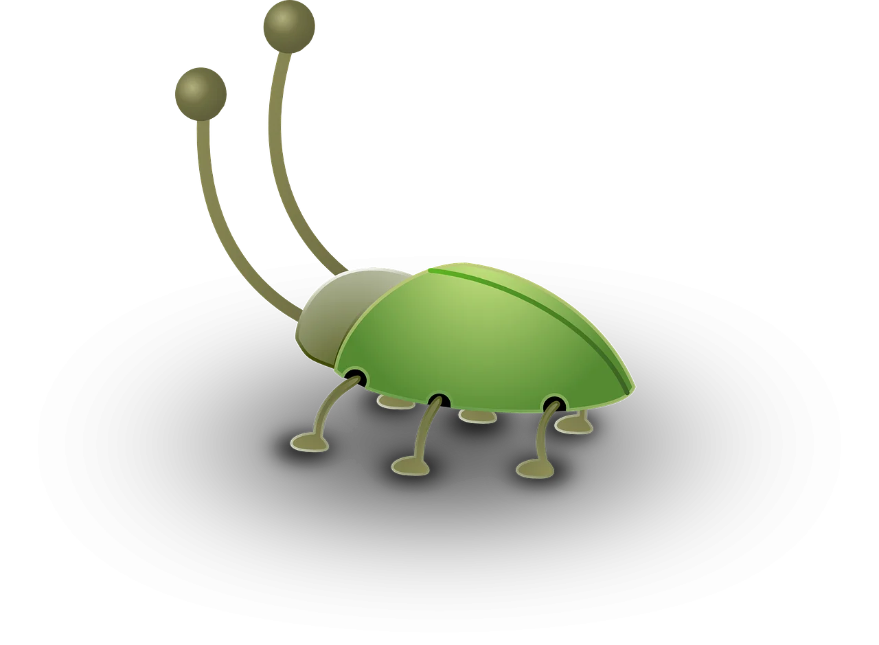 Whimsical Green Beetle Clipart with Charming Cartoon-Style Design