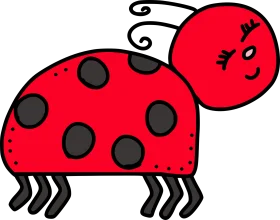 Whimsical Red Ladybug Clipart with Playful Cartoon Style and Black Spots