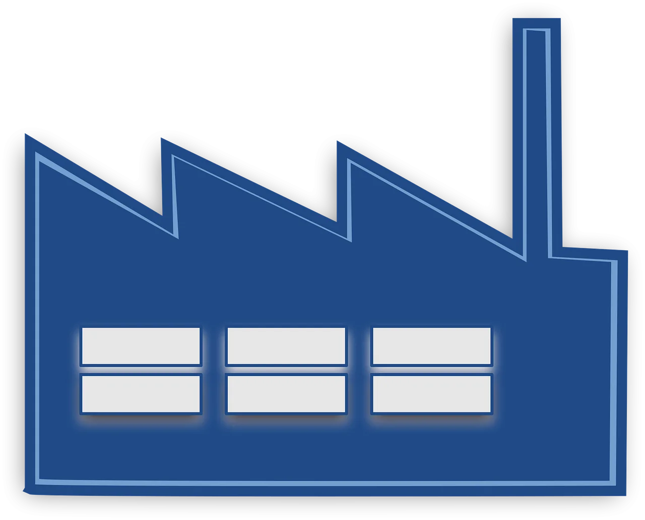 Blue Industrial Factory Building Silhouette Minimalist Clipart Design