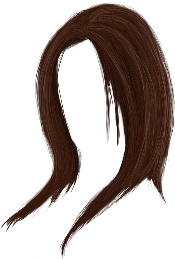Elegant Brown Medium-Length Straight Hair Clipart Design Element