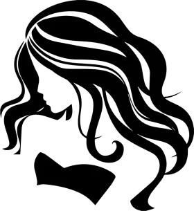 Elegant Silhouette of Flowing Wavy Hair Clipart - Stylish Black and White Design