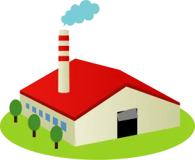 Industrial Facility Clipart: Minimalist Factory Building with Smokestack Design