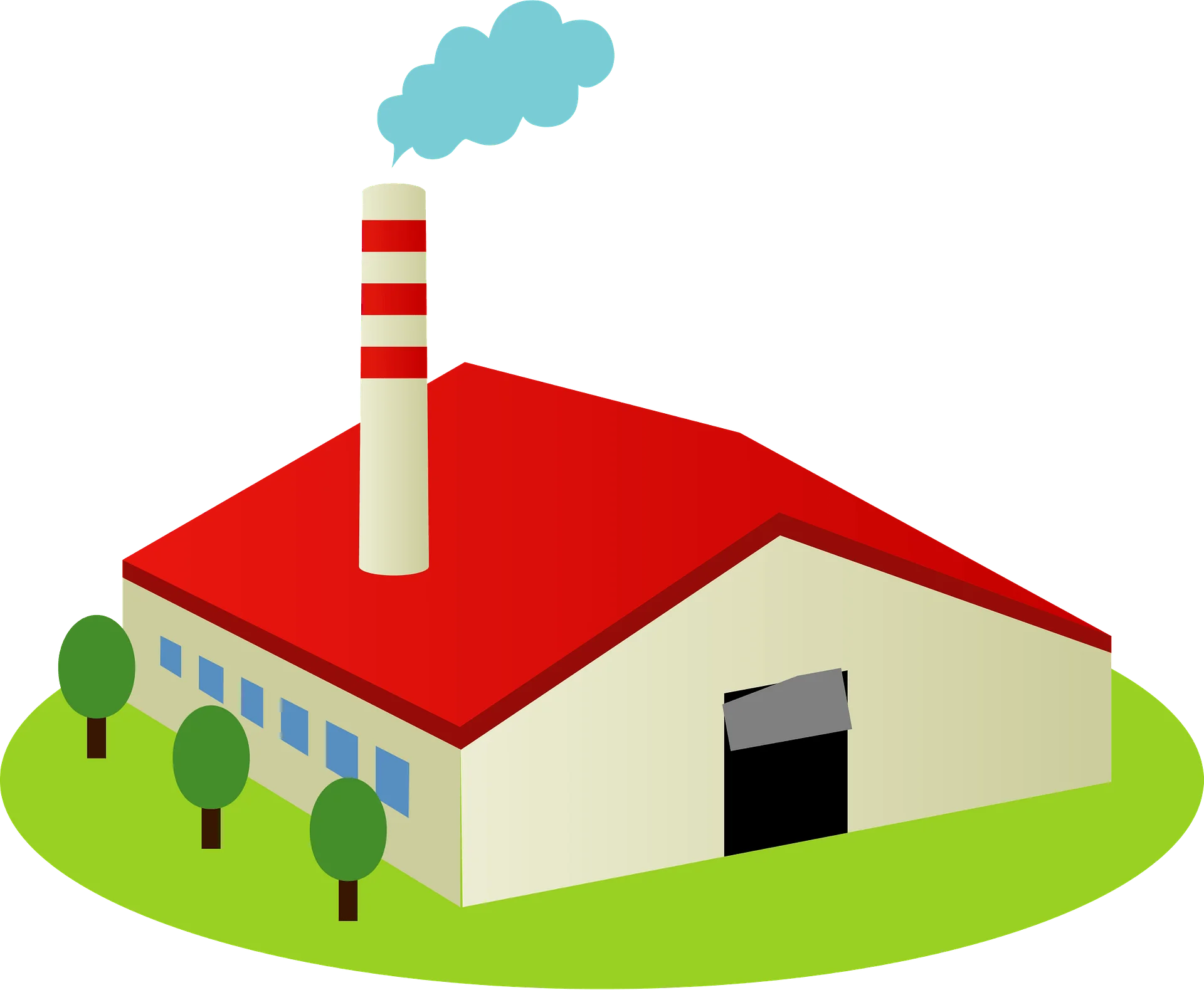 Industrial Facility Clipart: Minimalist Factory Building with Smokestack Design
