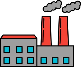 Industrial Factory Clipart Illustration with Smokestacks and Production Building