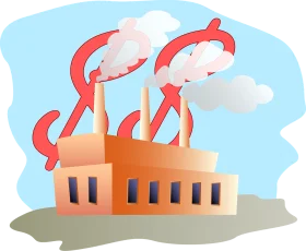 Industrial Factory Emission Smokestacks Stylized Eco-Friendly Clipart Design