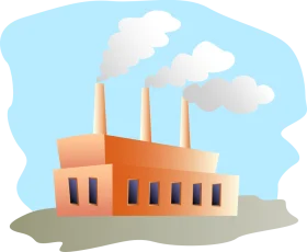 Industrial Manufacturing Facility Clipart: Smokestacks and Industrial Architecture Design