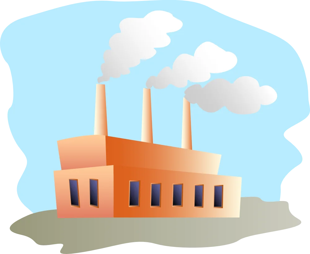 Industrial Manufacturing Facility Clipart: Smokestacks and Industrial Architecture Design