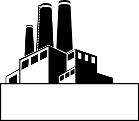 Industrial Silhouette Factory Clipart: Iconic Manufacturing Landscape Illustration
