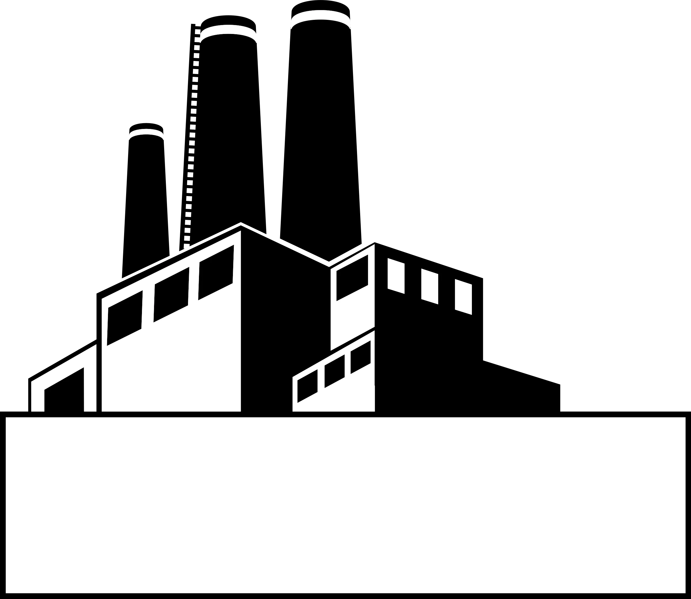 Industrial Silhouette Factory Clipart: Iconic Manufacturing Landscape Illustration