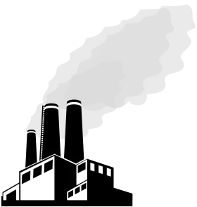 Industrial Smokestacks Clipart Illustration Depicting Manufacturing Pollution