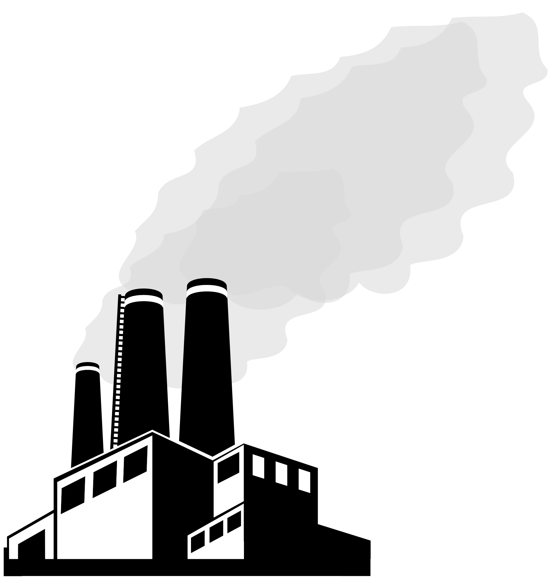 Industrial Smokestacks Clipart Illustration Depicting Manufacturing Pollution