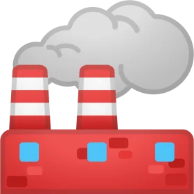 Industrial Smokestacks Emitting Pollution Clouds - Factory Clipart Design