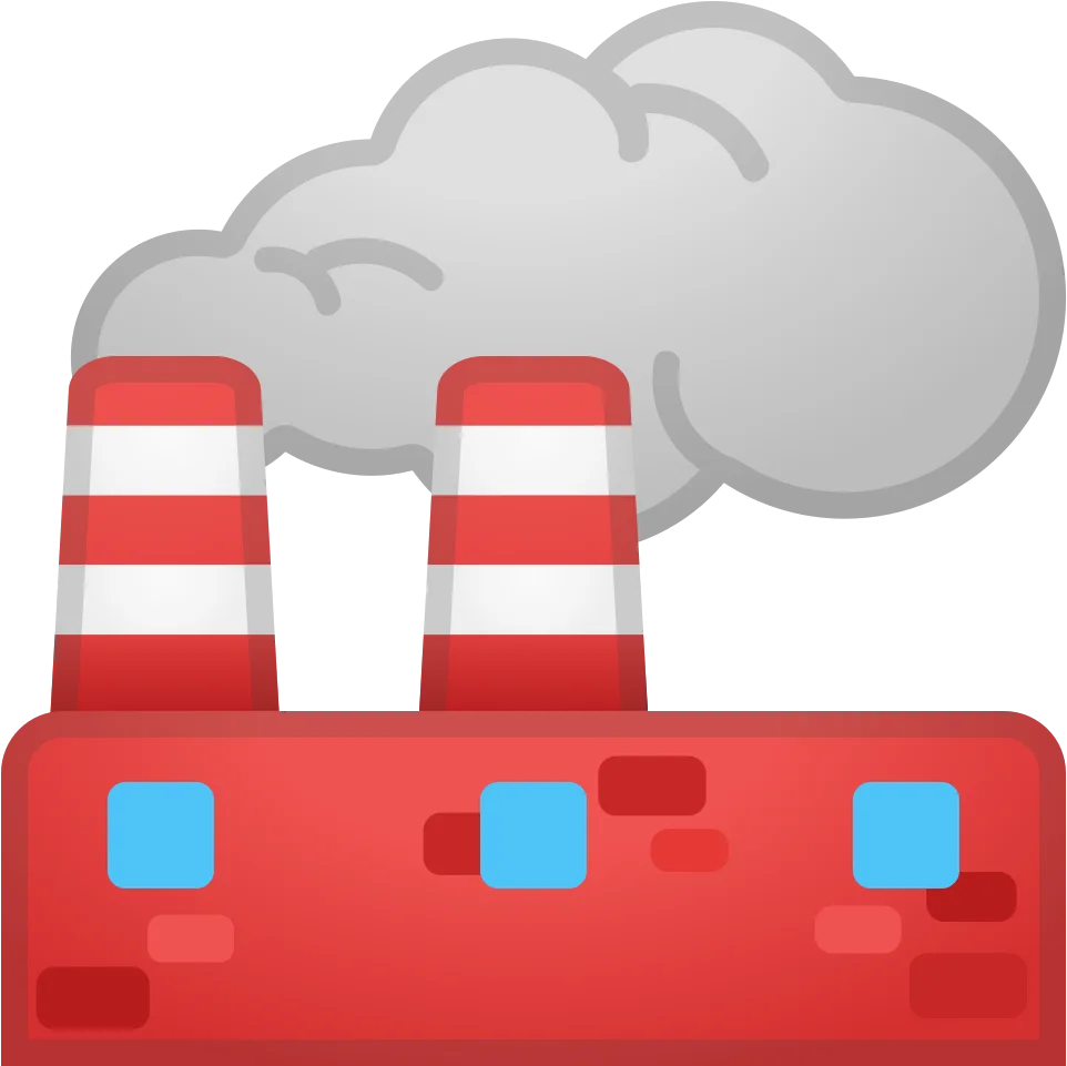Industrial Smokestacks Emitting Pollution Clouds - Factory Clipart Design