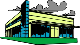 Modern Industrial Building Clipart with Architectural Geometric Design