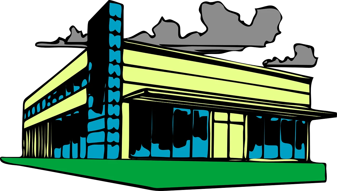 Modern Industrial Building Clipart with Architectural Geometric Design