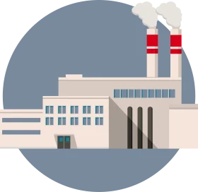 Modern Industrial Facility Clipart: Minimalist Factory Design with Smokestacks
