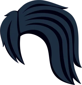 Sleek Dark Layered Side-Swept Medium Length Hair Clipart Design