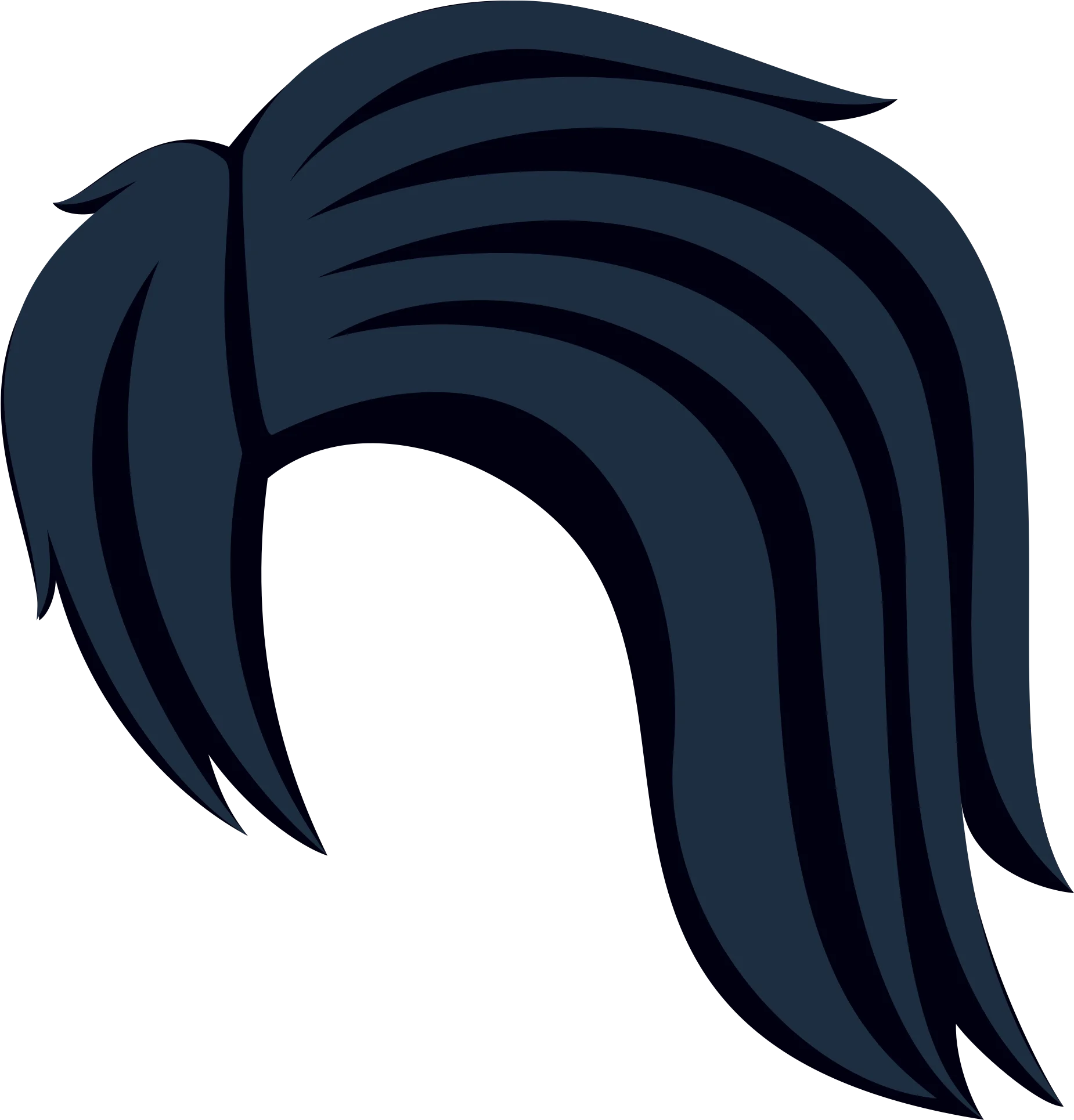 Sleek Dark Layered Side-Swept Medium Length Hair Clipart Design