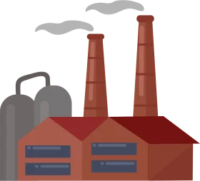 Vintage Industrial Factory Clipart with Smokestacks and Industrial Facilities