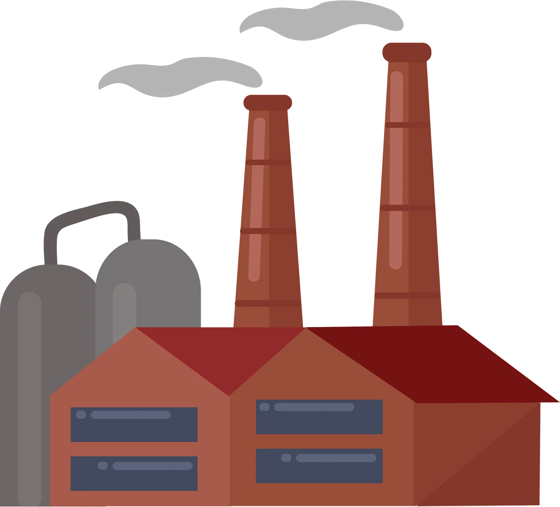 Vintage Industrial Factory Clipart with Smokestacks and Industrial Facilities