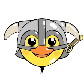 Adorable Viking Duck Warrior Helmet Clipart: Cute Cartoon Character Design