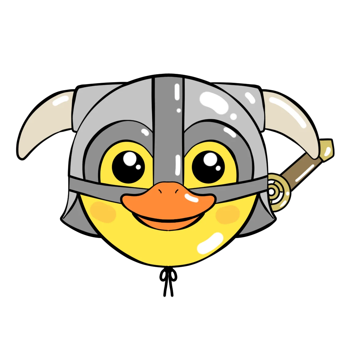 Adorable Viking Duck Warrior Helmet Clipart: Cute Cartoon Character Design