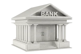 Classic Architectural Style Bank Building Minimalist Clipart Illustration