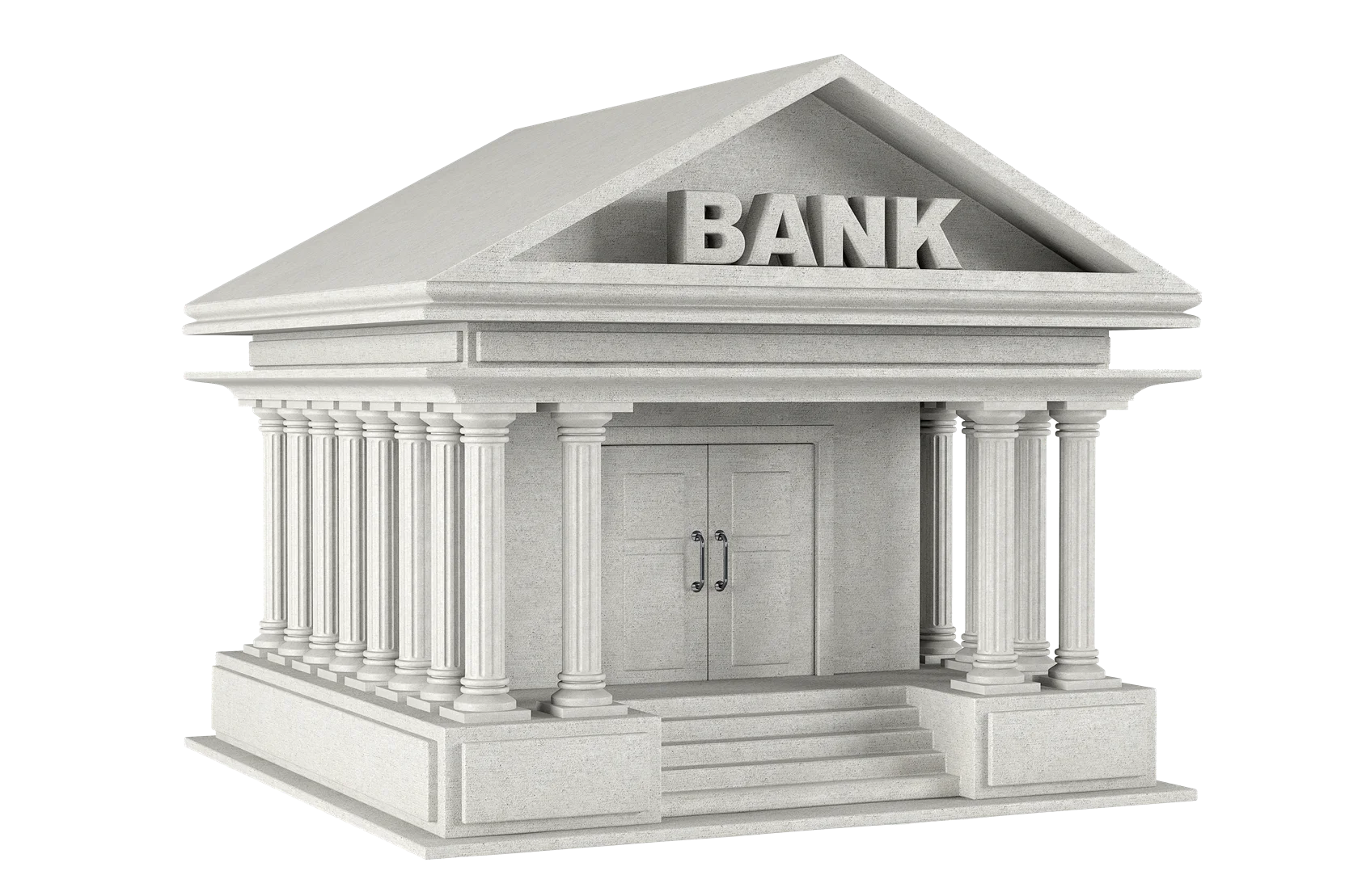 Classic Architectural Style Bank Building Minimalist Clipart Illustration